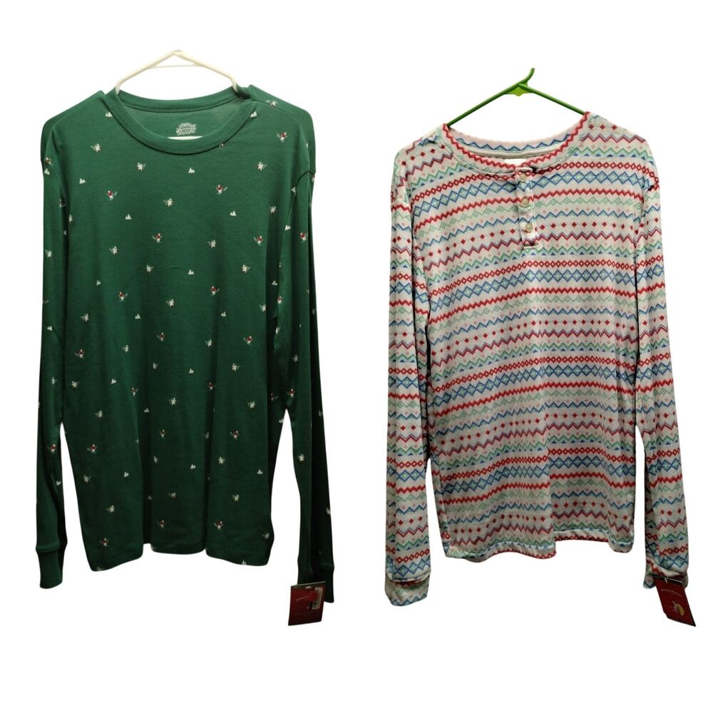 Wondershop NWT Mens Medium Set of 2 Pajama Shirts Polar Bears Skiing & Fair Isle